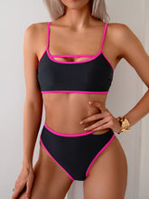 Emoswimsuit - Women's Bikini Sets High Waisted Color Block Swimwear Sexy Cut Out Bathing Suit Sporty Two Piece Swimsuits